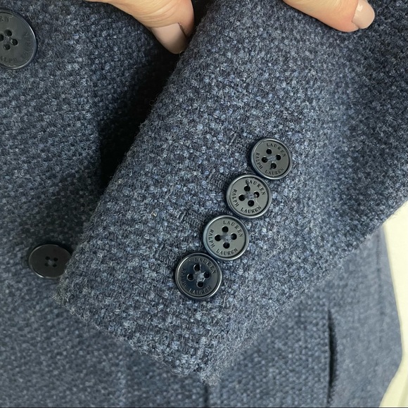 SOLD! Lauren Ralph Lauren Blue Wool Button Up Blazer Jacket Size 8 - Picture 4 of 13